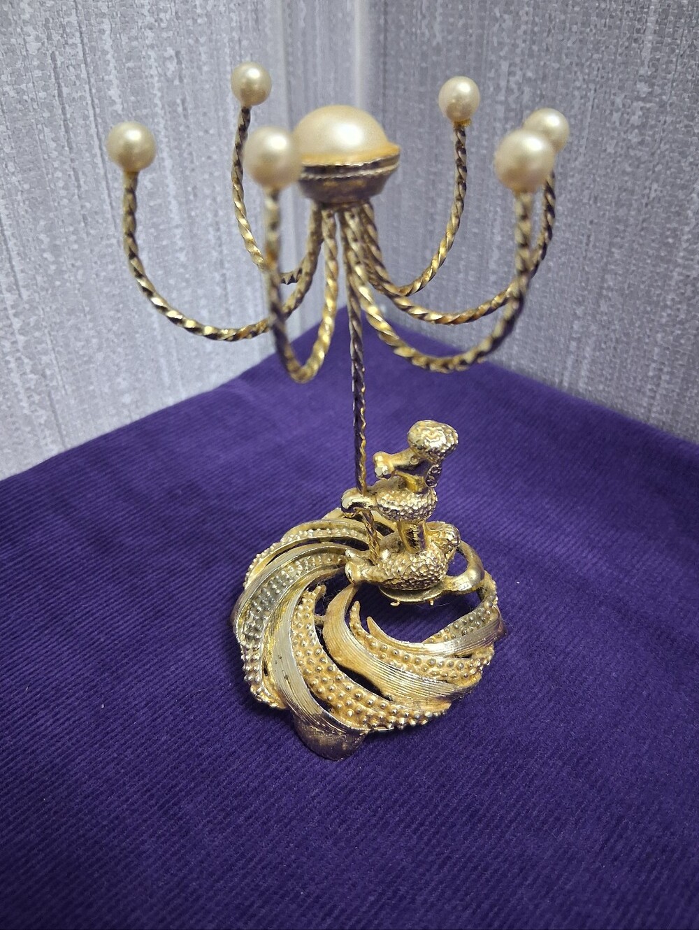 Vintage Jewelry Tree Ring Earring Holder MCM Hollywood Regency French Poodle